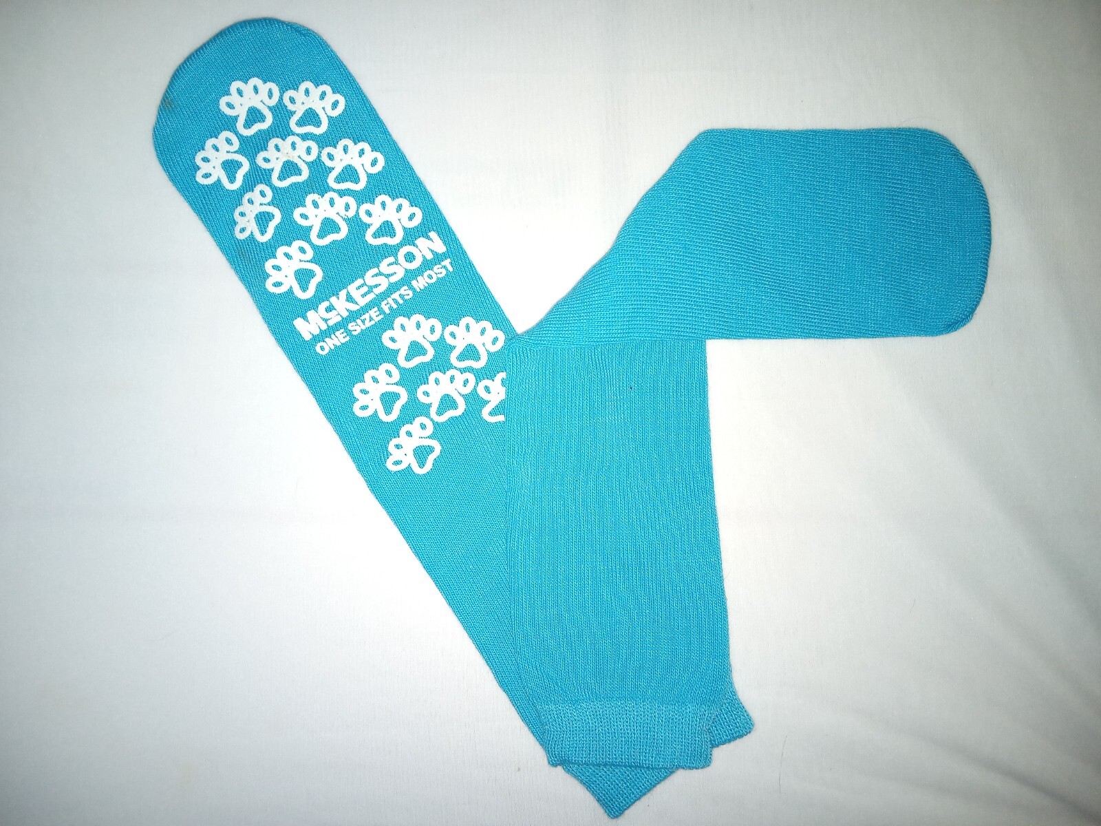 5 Pair McKesson Slipper Hospital Socks One Size Fits Most Teal Above the Ankle !