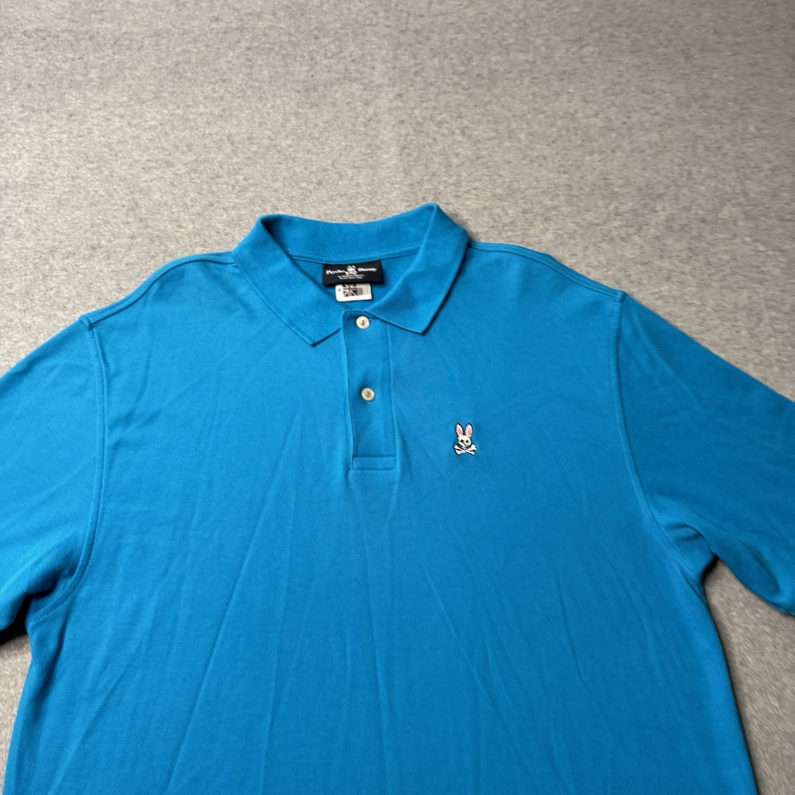 Psycho Bunny Polo Shirt Mens 8 Blue Embroidered Bunny Logo Preppy Classic Fit