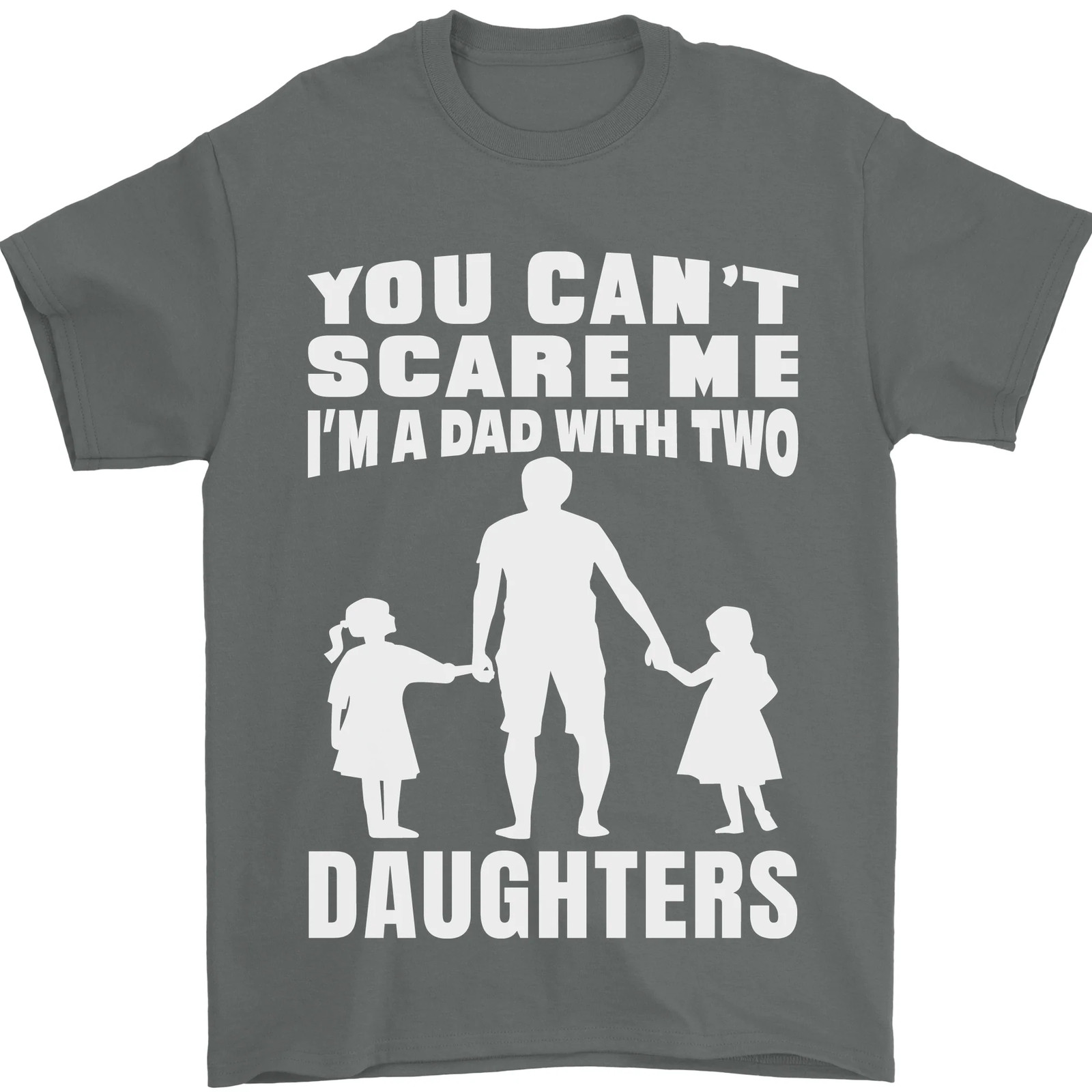 Dad With Two Daughters Funny Fathers Day Mens T-Shirt 100% Cotton