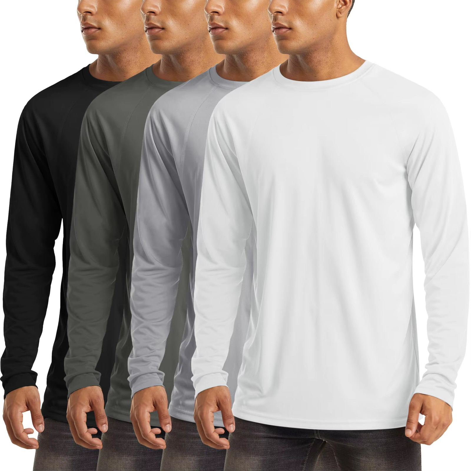 I 4 Pack Men’s Sports T-Shirts – Long Sleeve, Quick Dry