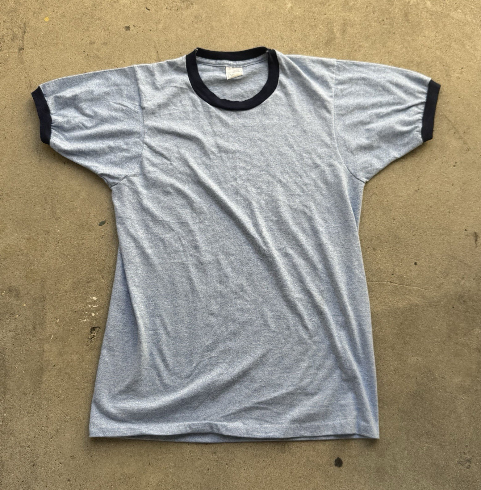 Single stitched made in USA blue ringer tee