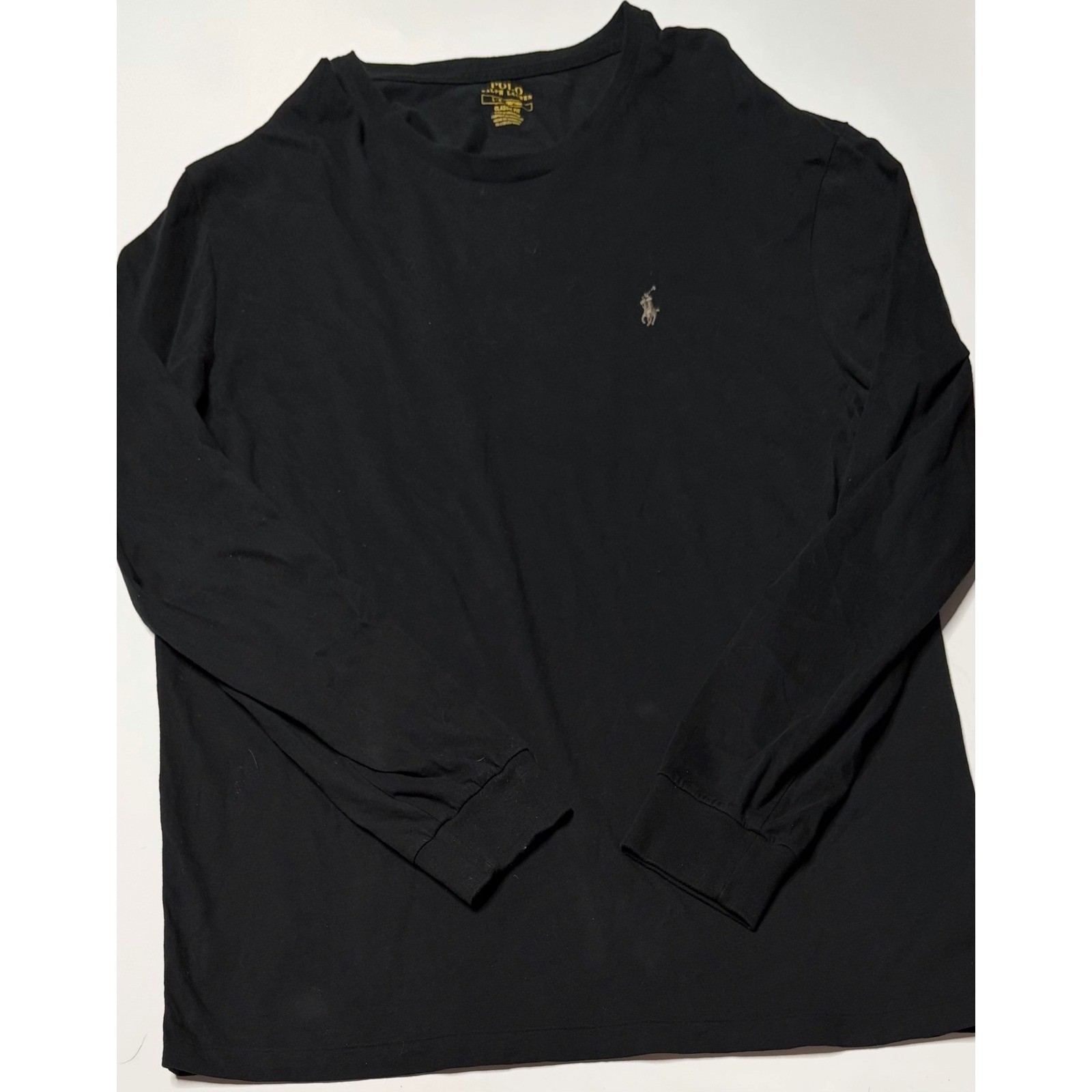 Polo Ralph Lauren Mens Classic Fit Long Sleeve T-Shirt Black Embroidered Pony L