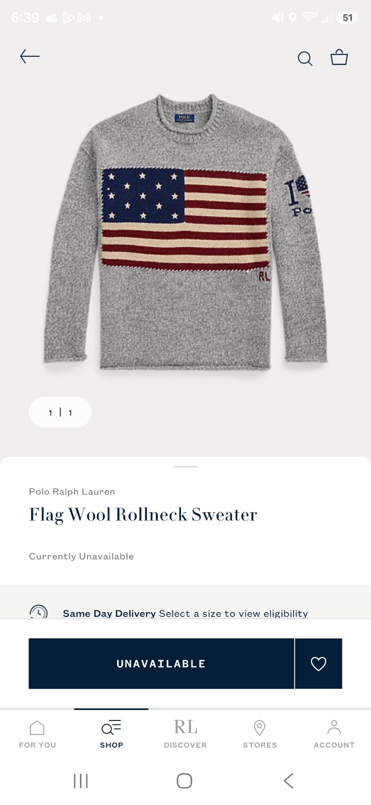 Polo Ralph Lauren Flag Sweater Medium Grey Wool Rollneck I Heart Polo Pullover