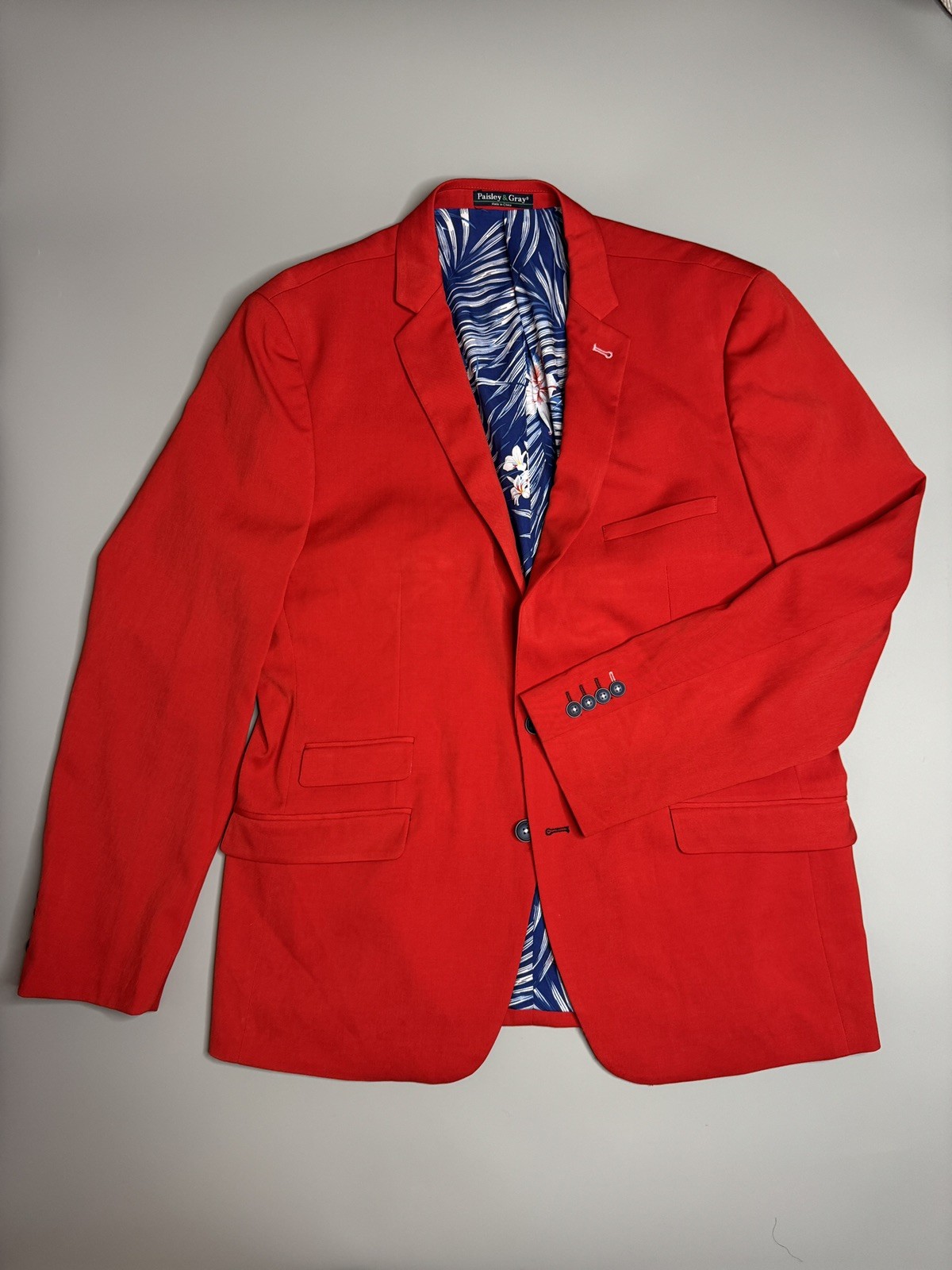 Paisley & Gray Bold Red Sport Coat with Printed Lining