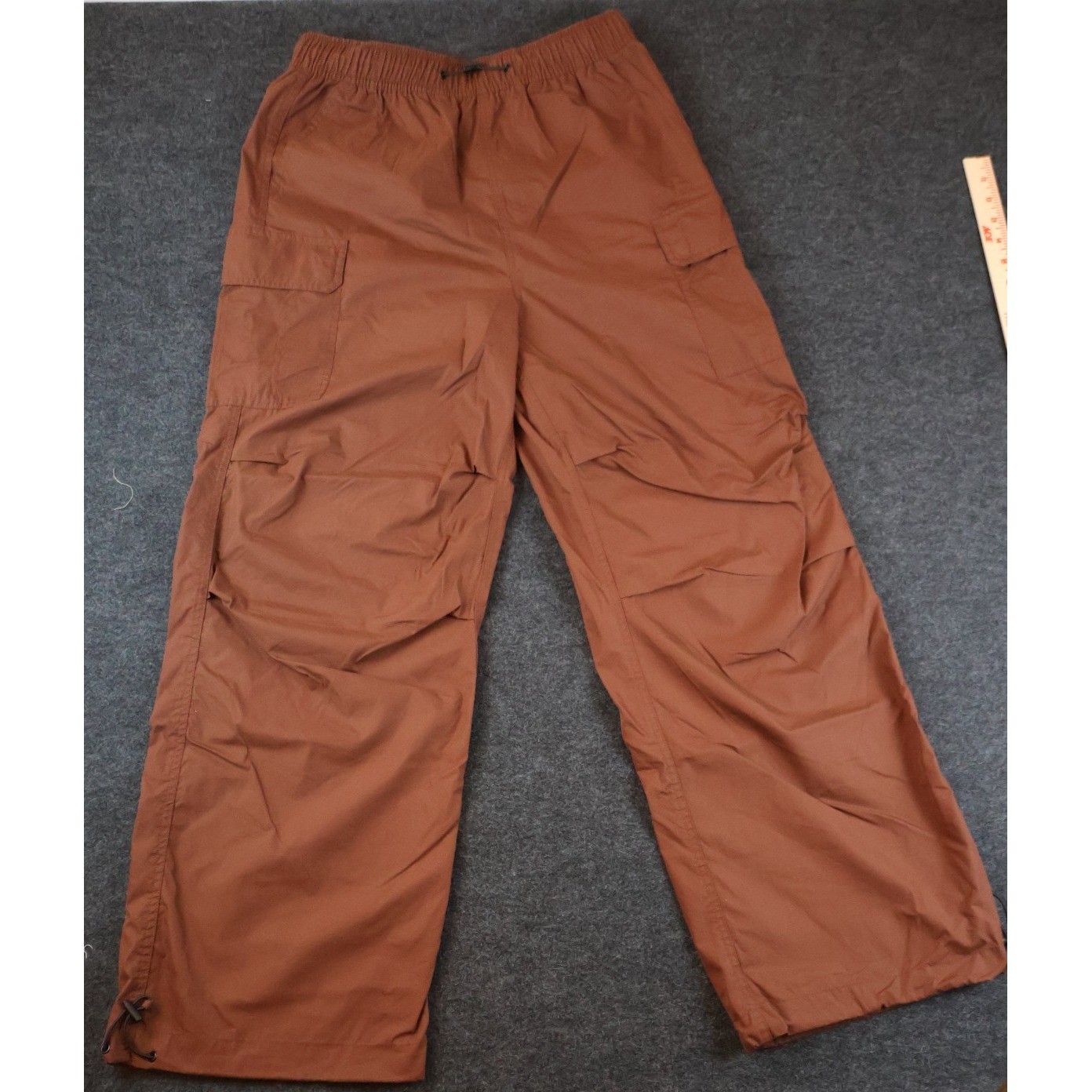 CSG Parachute Cargo Pants Mens Small Brown Drawstring Baggy Fit Utility NWT