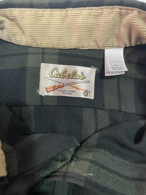 Cabela’s Flannel Button Up Shirt Men’s XL Regular Green/Black Plaid Long Sleeve