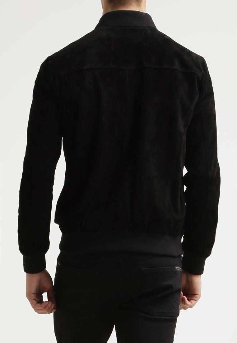 New Men’s Bomber/Flight Suede Black Leather Jacket Slim fit Size XS S M L XL XXL