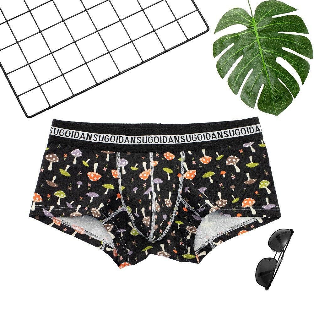 Sexy slim floral flat-angle men’s panties cotton personalized printed panties