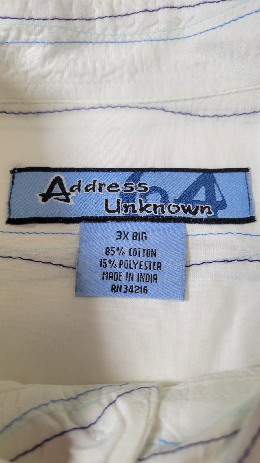 Address Unknown White Verticle Stripe Long Sleeve Button Up Shirt Men’s 3X Big