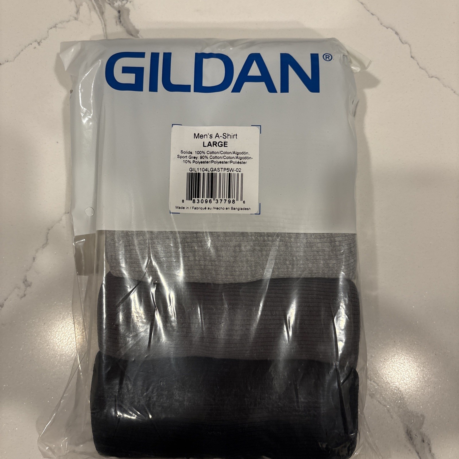 Men’s A-shirt Tanks Multipack Style G1104 Grey/Black 4 Pack Large