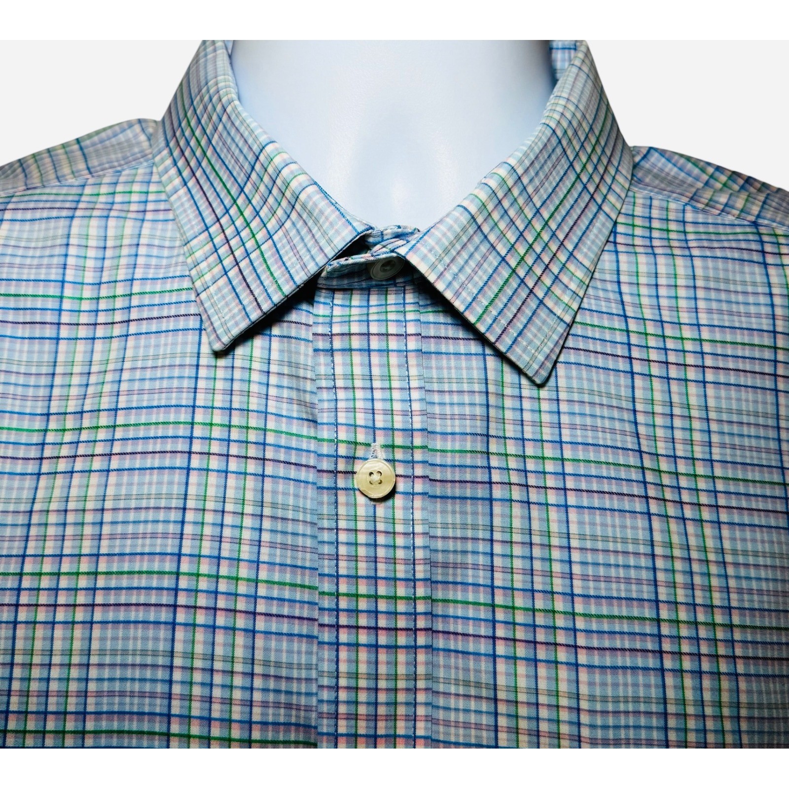 UNTUCKit Magliocco Blue Plaid Wrinkle Free Shirt Mens Large Long Sleeve Casual