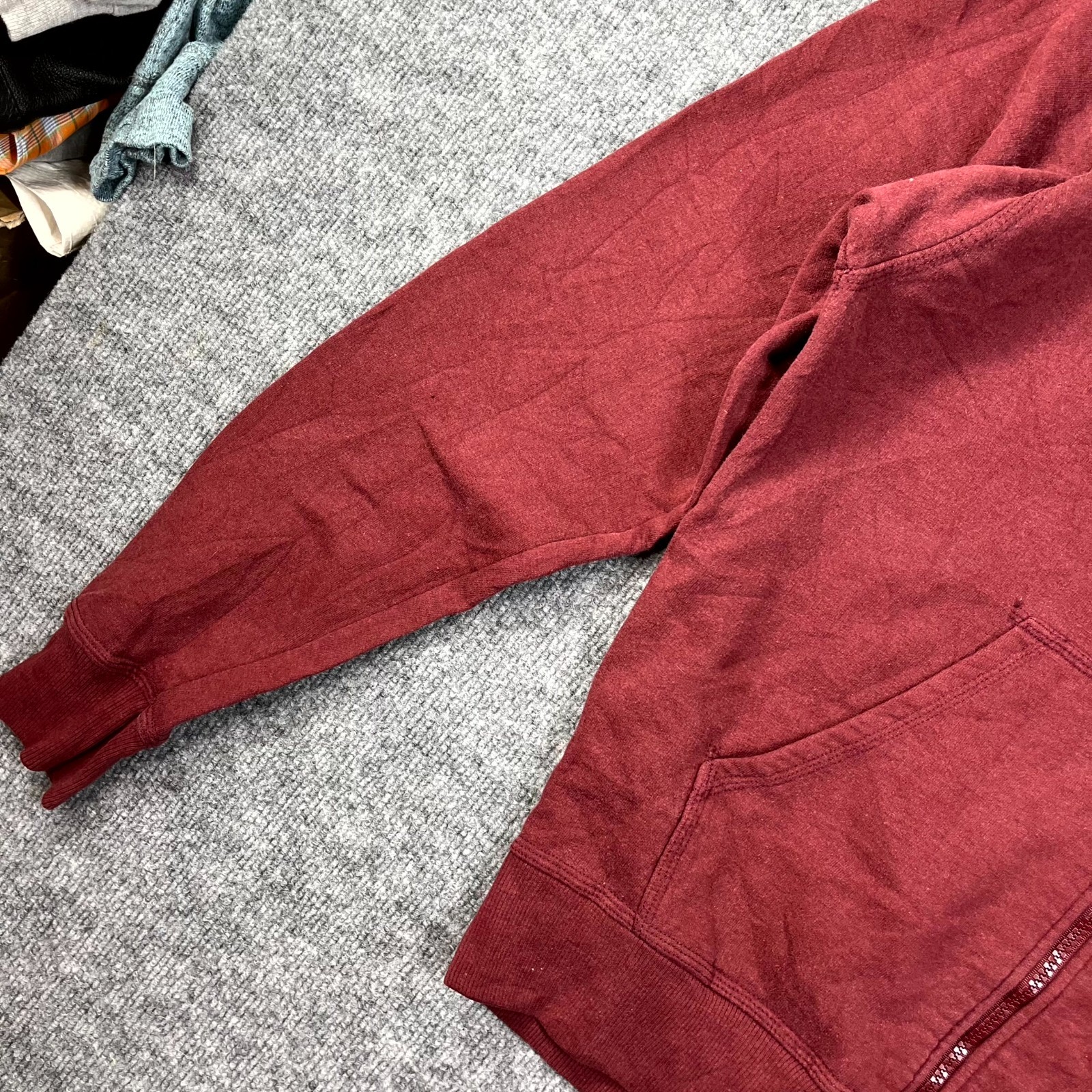 Champion Life Reverse Weave Hoodie Mens Medium Red Cotton Full Zip Athleisure