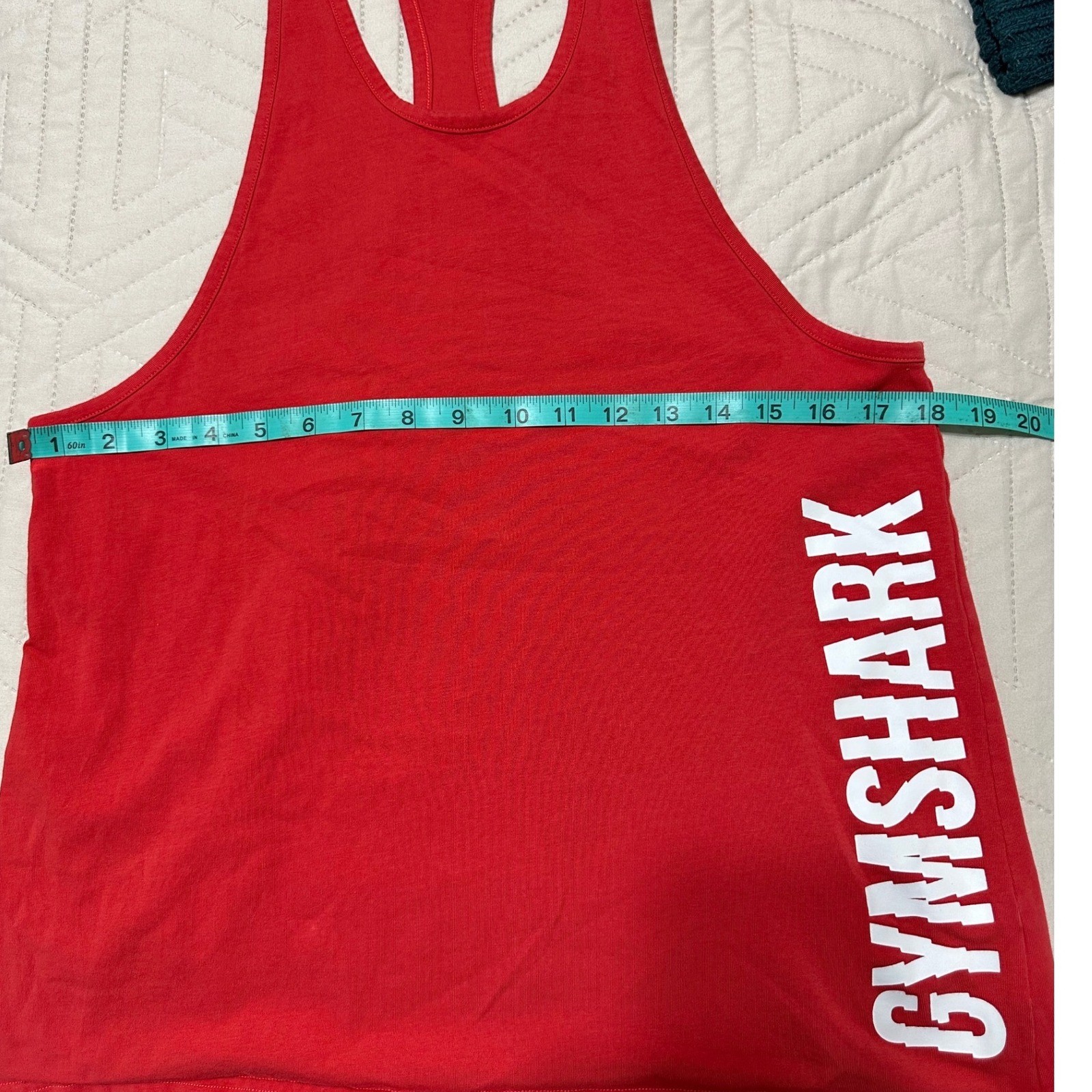 Gymshark Stringer Tank Top Mens Red Graphic Logo Racerback Muscle Tee Size M