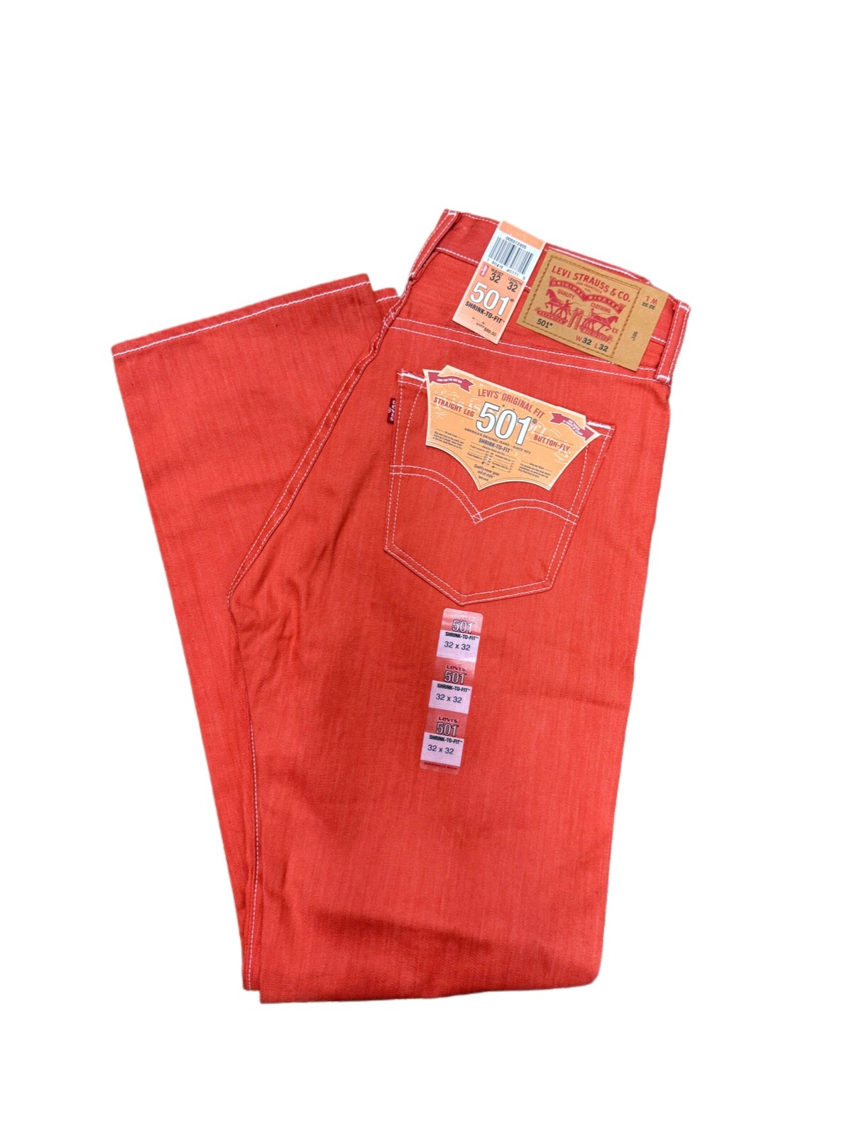 Levi’s Men’s 501 Shrink To Fit Original Fit Color Orange Red 005012405