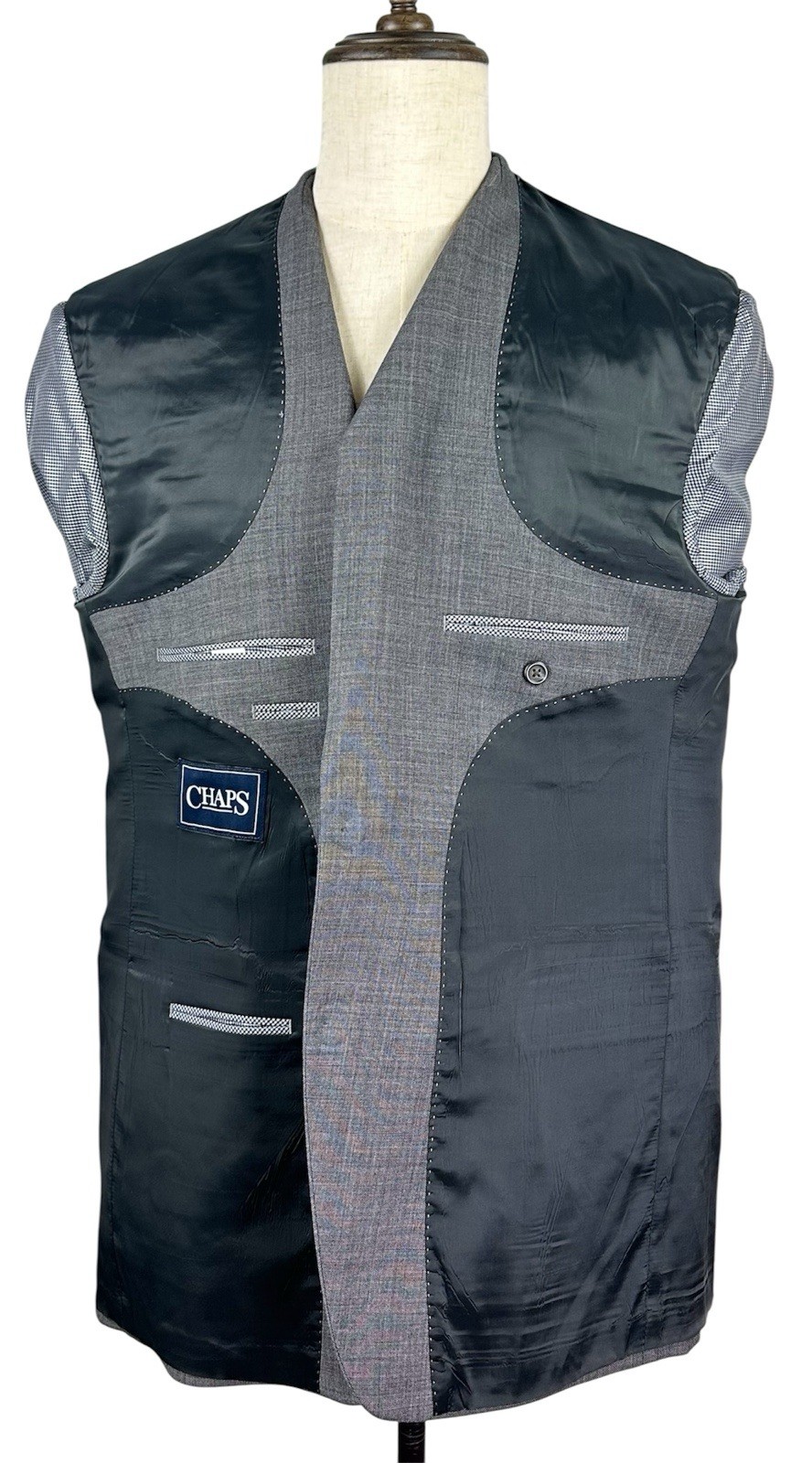 Chaps Gray Casual 2 Piece Suit Blazer Jacket Sport Coat Mens 44L Pants 42×30