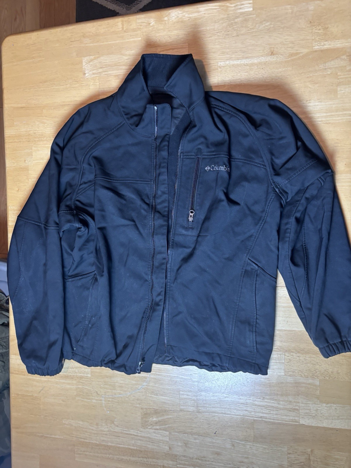 MENS COLUMBIA OMNI-SHIELD BLACK COAT JACKET LARGE WINTER FULL ZIP FLEECE LINED
