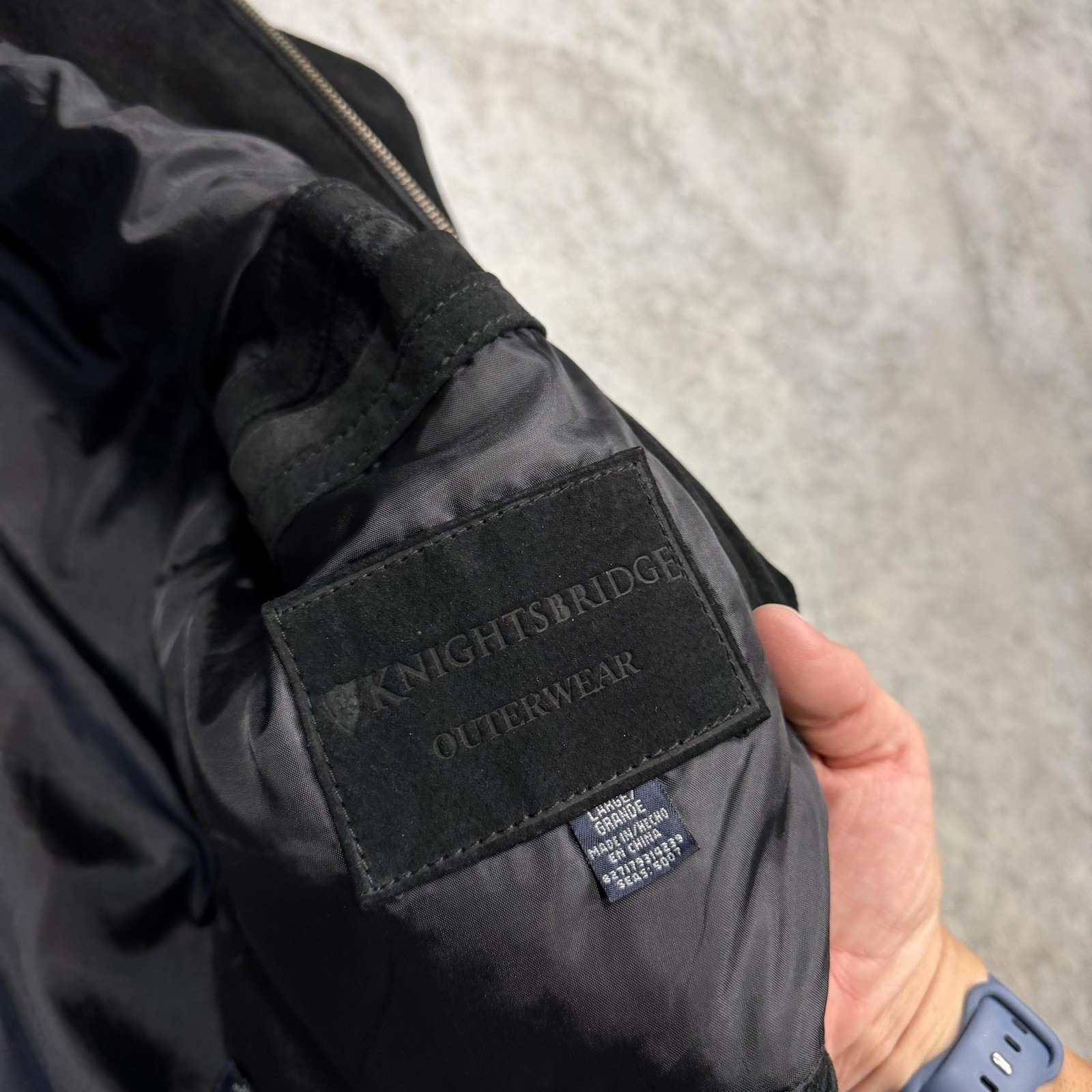 Knightsbridge Outerwear Jacket Mens Large Black Leather Zip Lined Insulated
