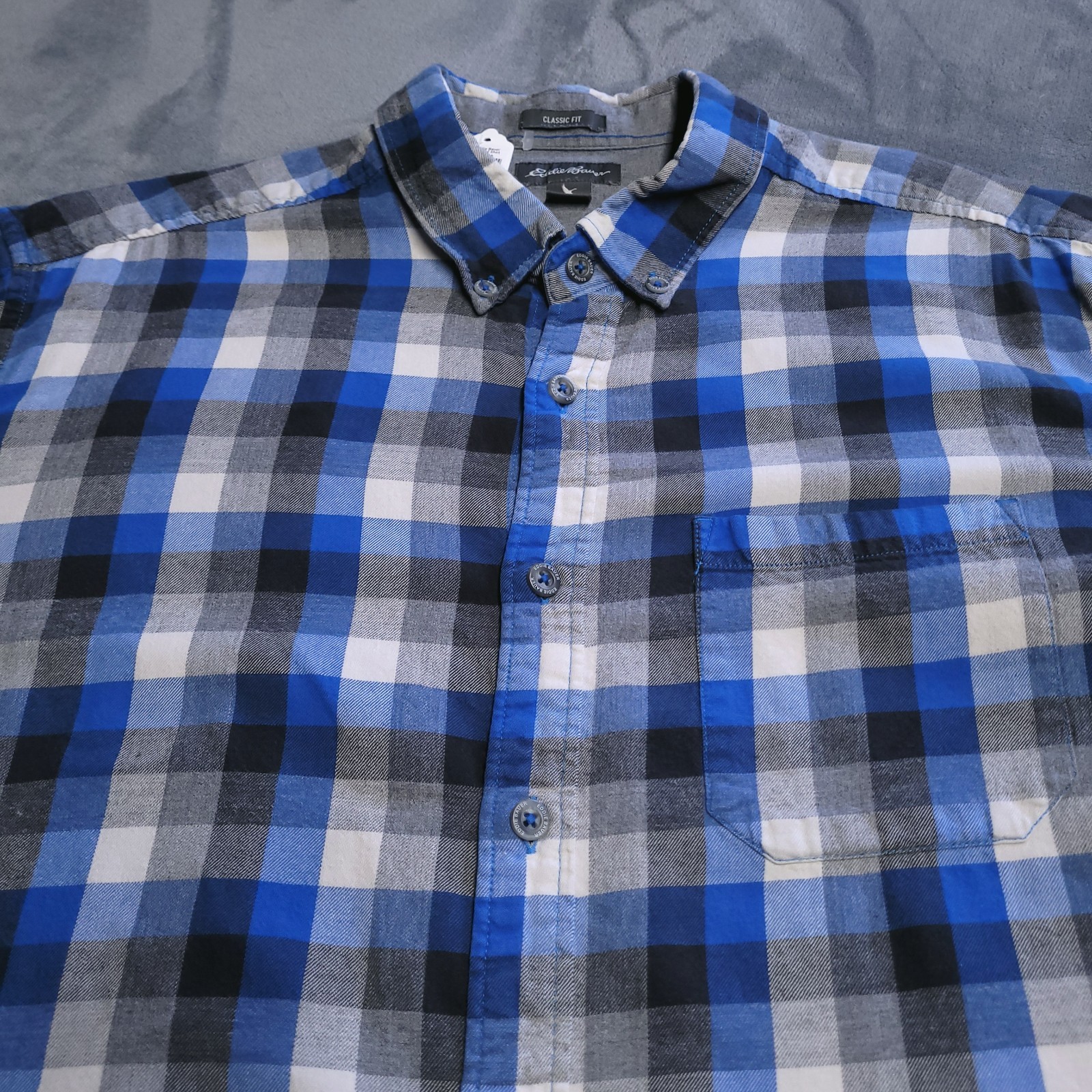 Eddie Bauer Plaid Outdoor Camp School Hiking Button Down XLT Shirt Long Sleeve