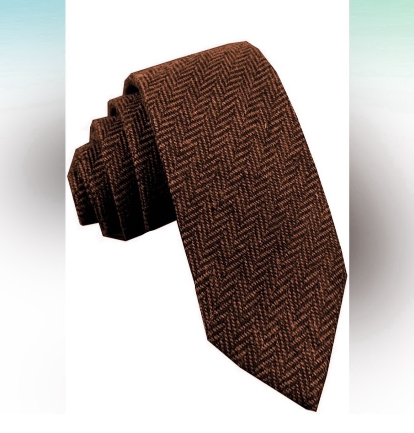 Ceehuteey Men’s Suit Necktie Tweed Wool New With Tags Burnt Orange/Black NEW
