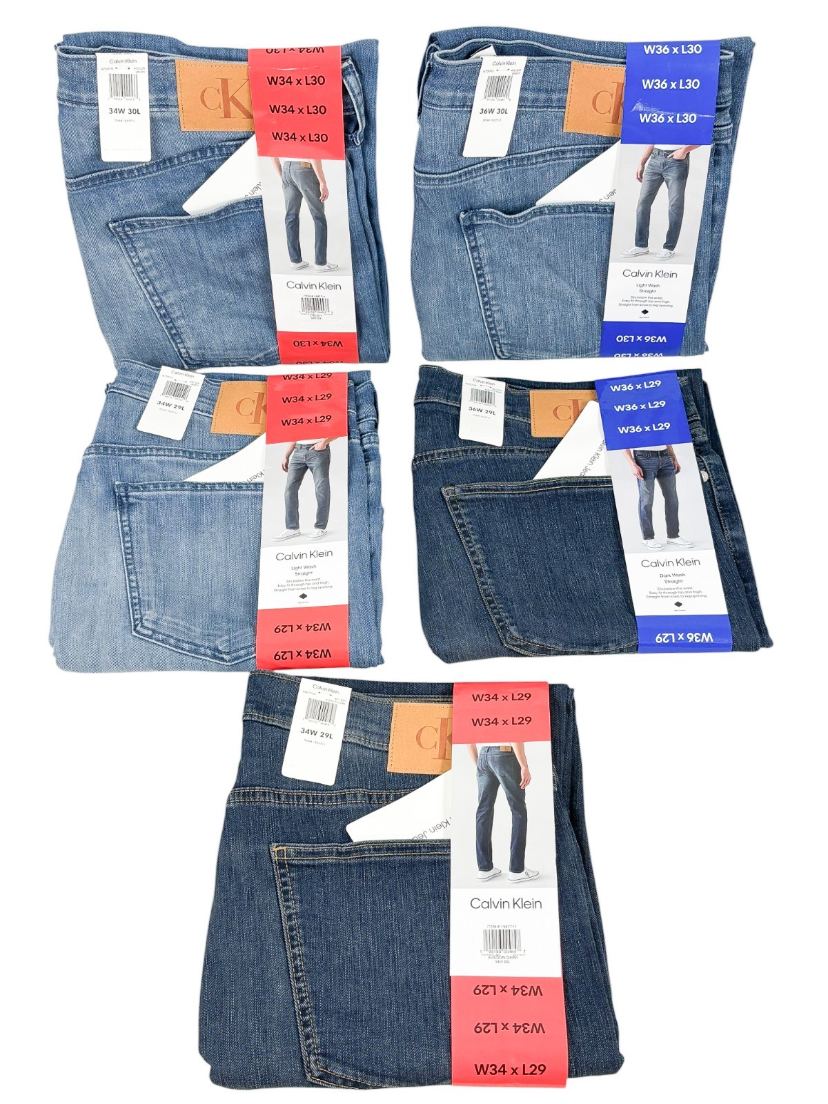 Calvin Klein Straight Fit Jeans Mens Choose Size Light/Dark Wash Stretch Denim