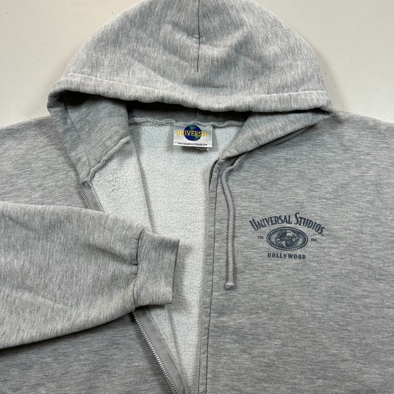 Vintage 90s Universal Studios Hollywood Full Zip Hoodie Sweatshirt Size 2XL USA
