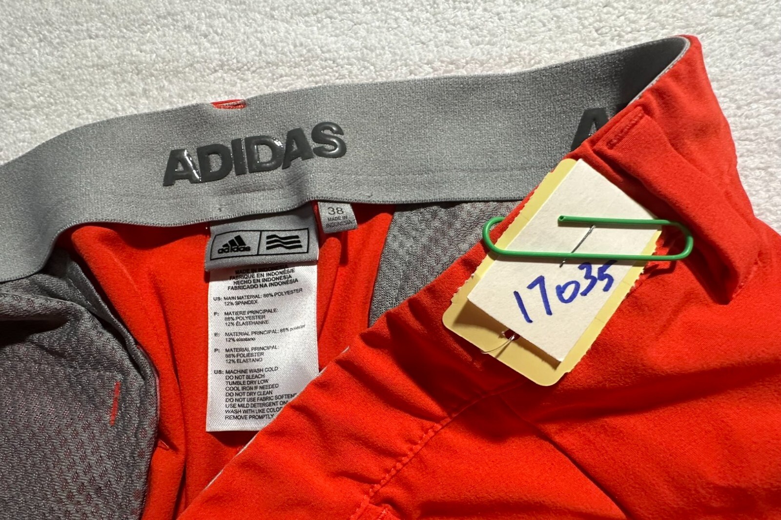 adidas men’s orange athletic shorts 38 flat solid pockets zipper Indonesia