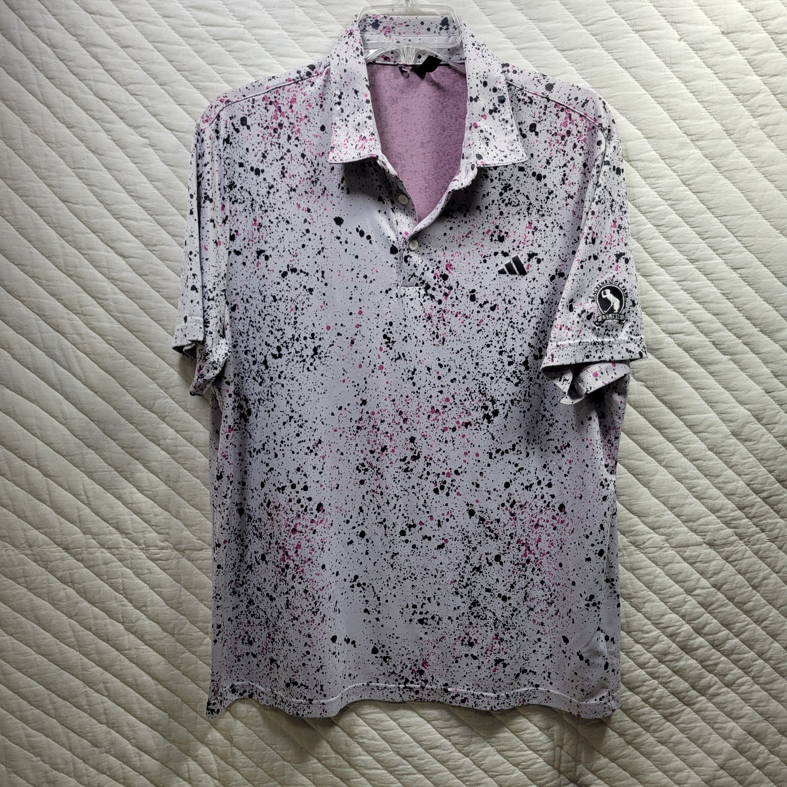 Adidas Golf Polo Shirt Mens XL Paint Splatter AOP Short Sleeve