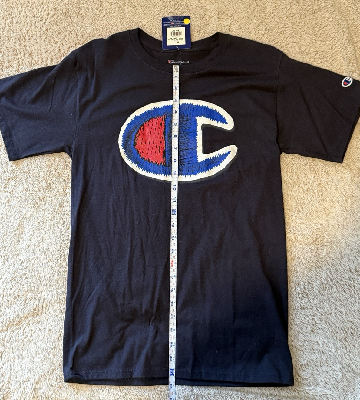 Champion Big C Center Logo Crew Neck Men’s Small Navy Blue T-Shirt- NWT