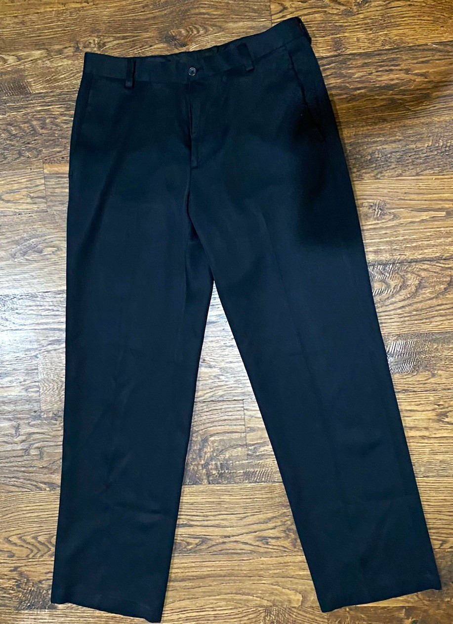 Kenneth Cole Reaction Men’s Black Twill Dress Pants Slim Straight Flat Front 32W
