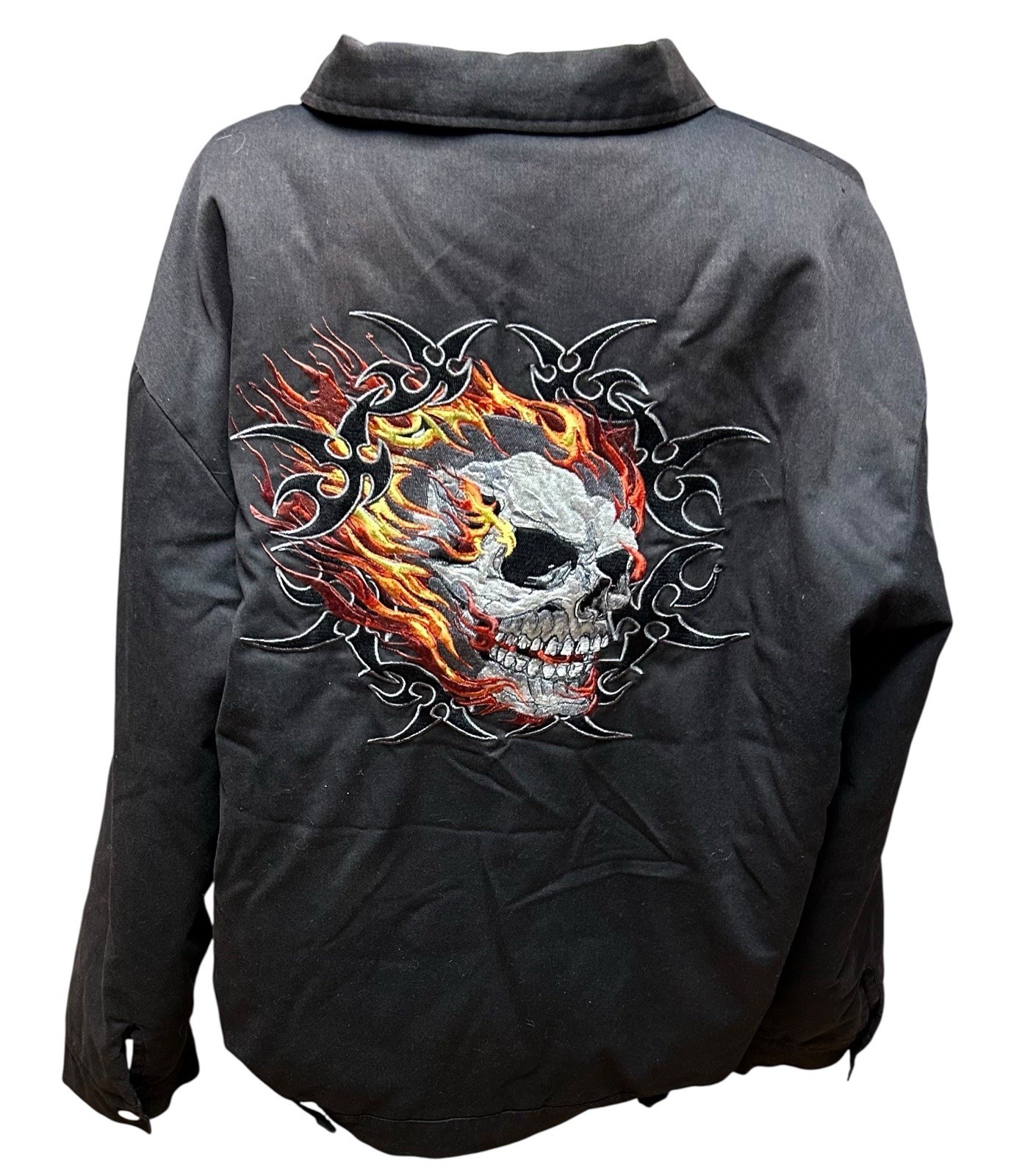 Hot Leathers Men’s Polyester Motorcycle Jacket Burning Skull Size 3XL Black