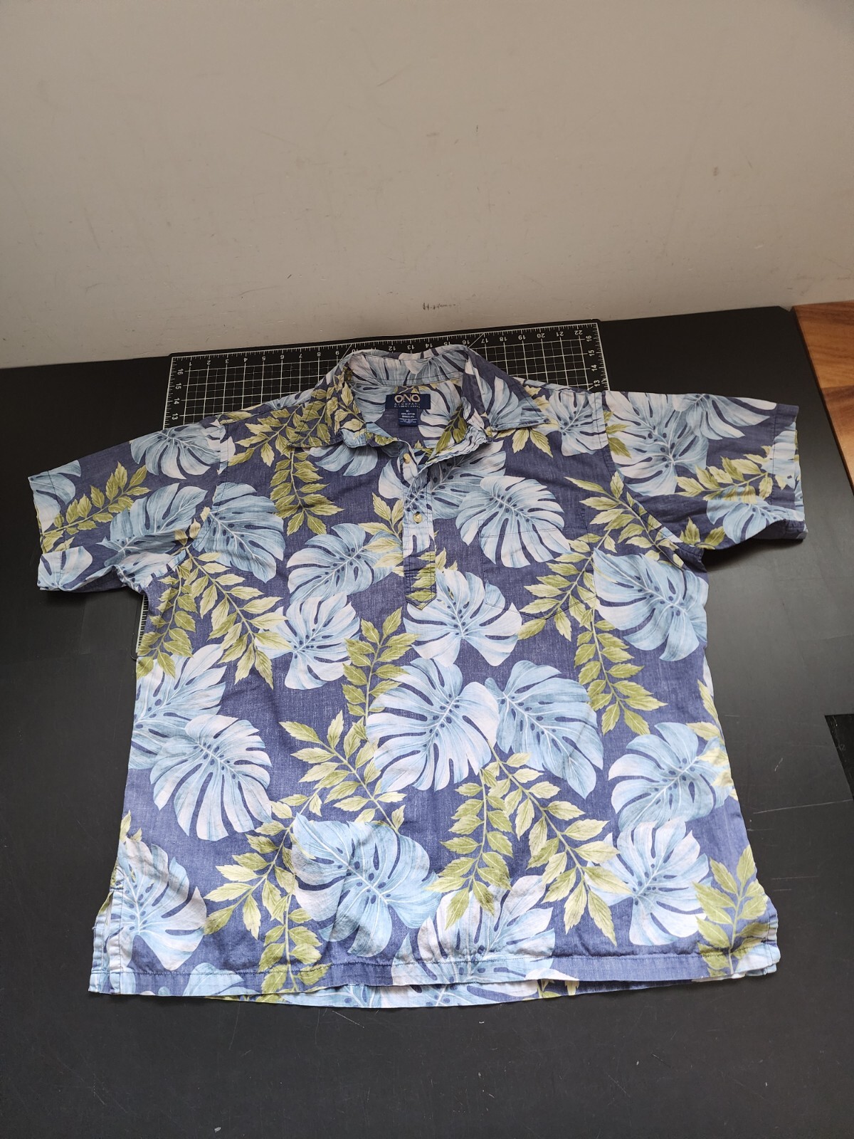 Vtg Ono & Company Hawaiian Shirt Men’s size XL Blue Floral Pullover Broadcloth