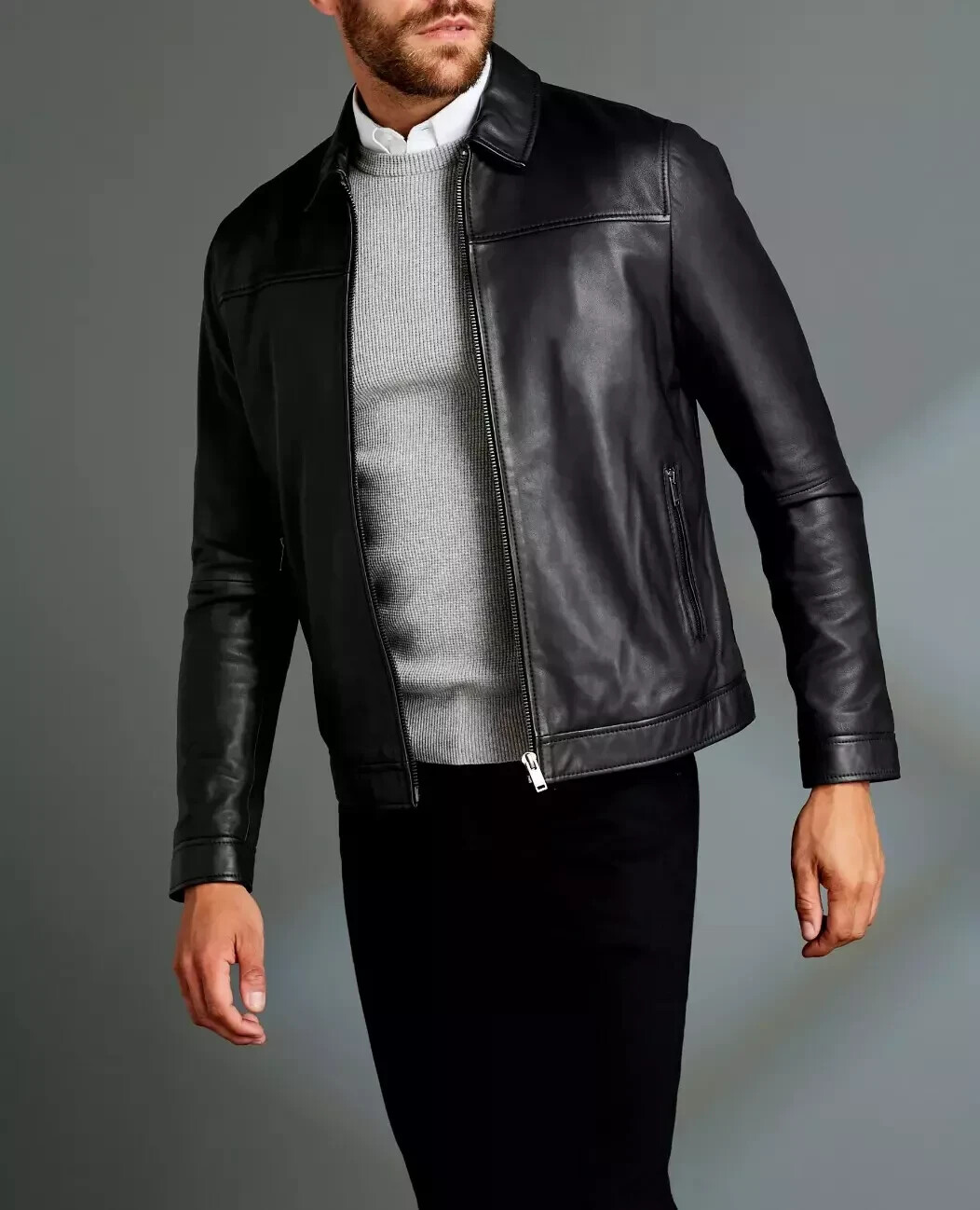 Black Leather Jacket For Men Soft Lambskin Napa Leather Jacket Handmade Slim Fit