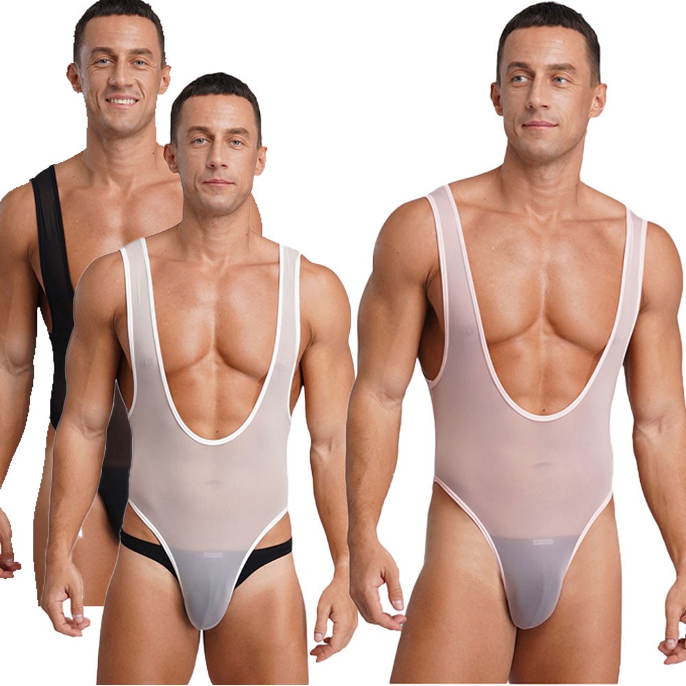 Men Bodysuit Opaque Unitard Tights Jumpsuit Stretchy Undershirts Shapewear Oil