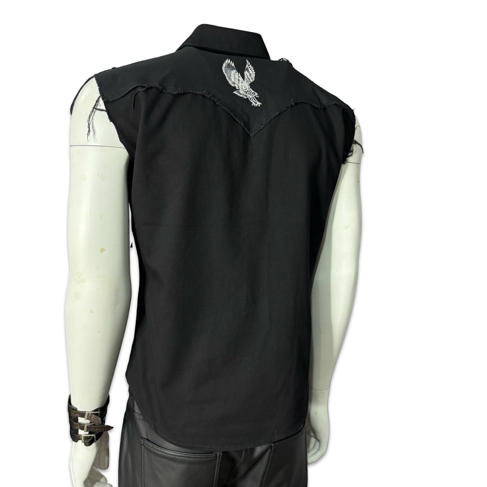 SHRINE GOTHIC EAGLES BLACK COWBOY WORKER MOTORCYCLE BIKER SLEEVELESS VEST SHIRT