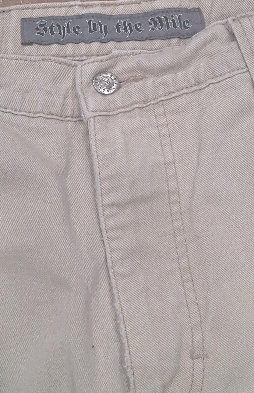 Vnt Rollin Hard Jeans Mens 38X27 Beige Wide Leg Cropped Hem Skater USA Y2K 90s