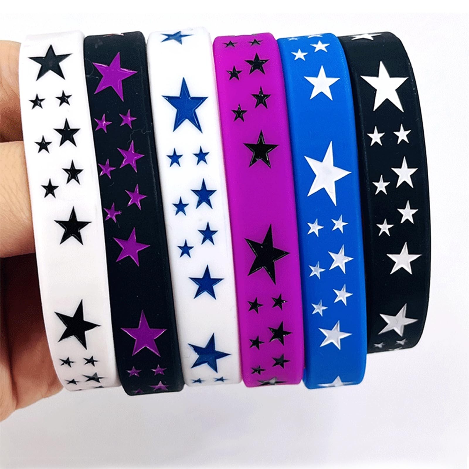 POYAMUSE 6pcs Y2K Star Silicone Bracelets Set – Emo Rubber Wristbands for Men…