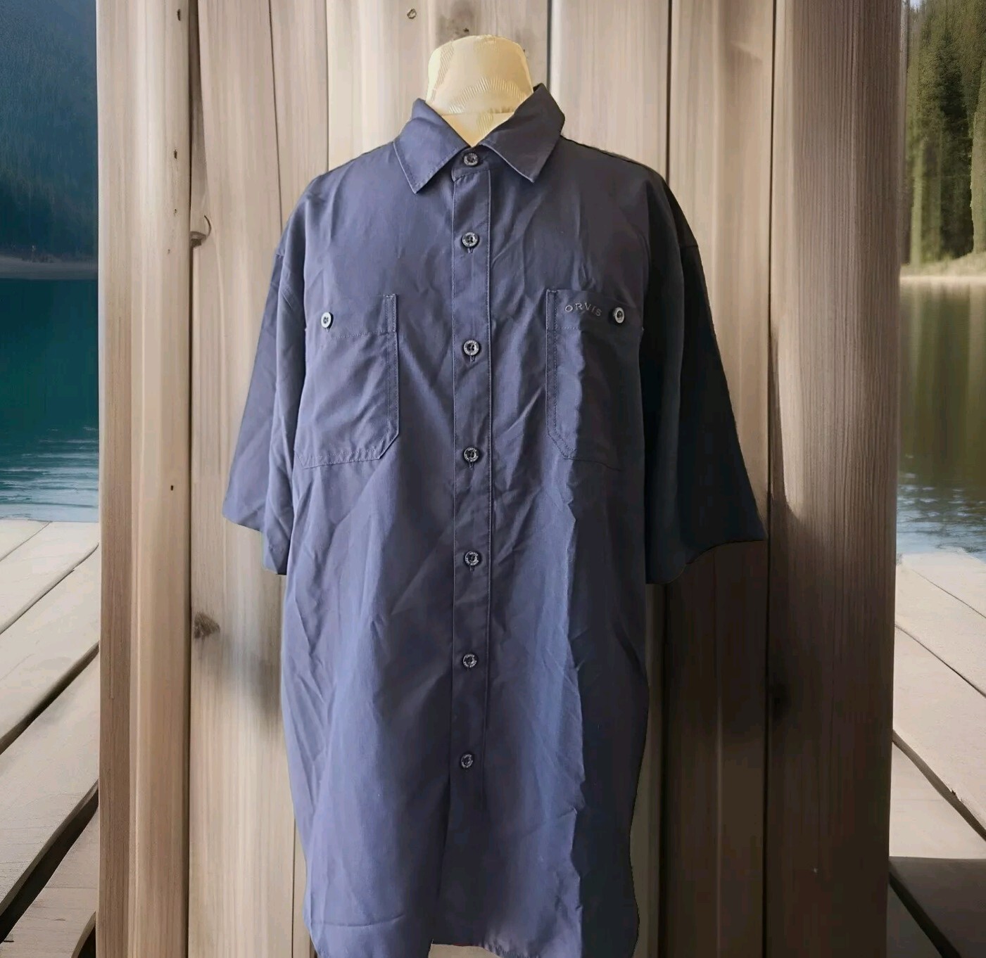 Orvis Shirt Mens XL Navy Blue Classic Performance Collection Light Weight. L12.0