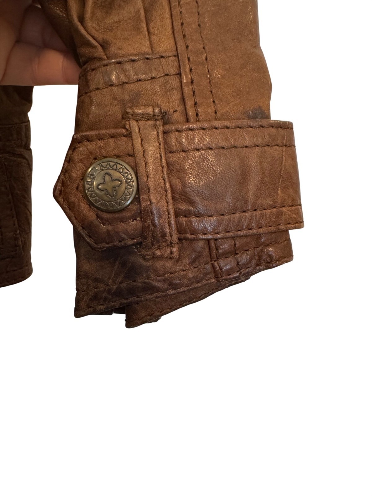 Vintage Hunters Run Brown Leather Jacket S Paisley Lining Button Details Korea