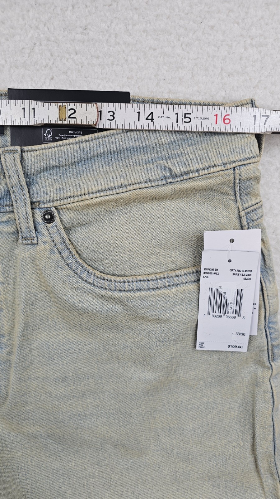 Buffalo David Bitton Straight Six Stretch Jeans Mens Light Wash PICK YOUR SIZE