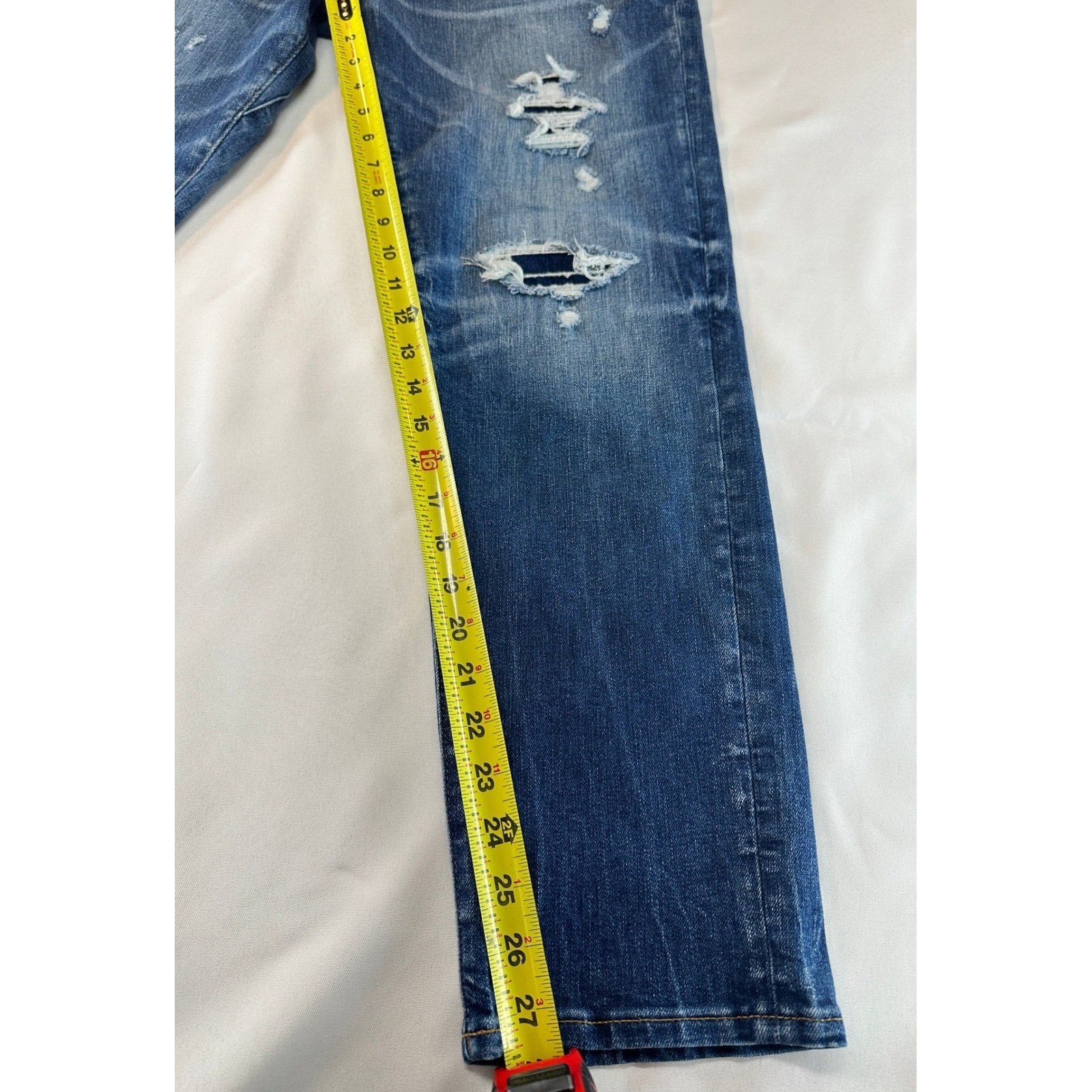 American Eagle Airflex+ Distressed Slim Jeans Mens 36×28 Blue Medium Wash Denim
