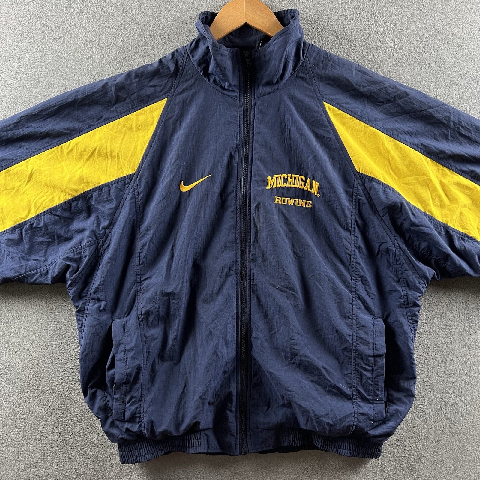 Vintage Nike Team Michigan Wolverines Windbreaker Jacket XL 90s Rowing Warmup