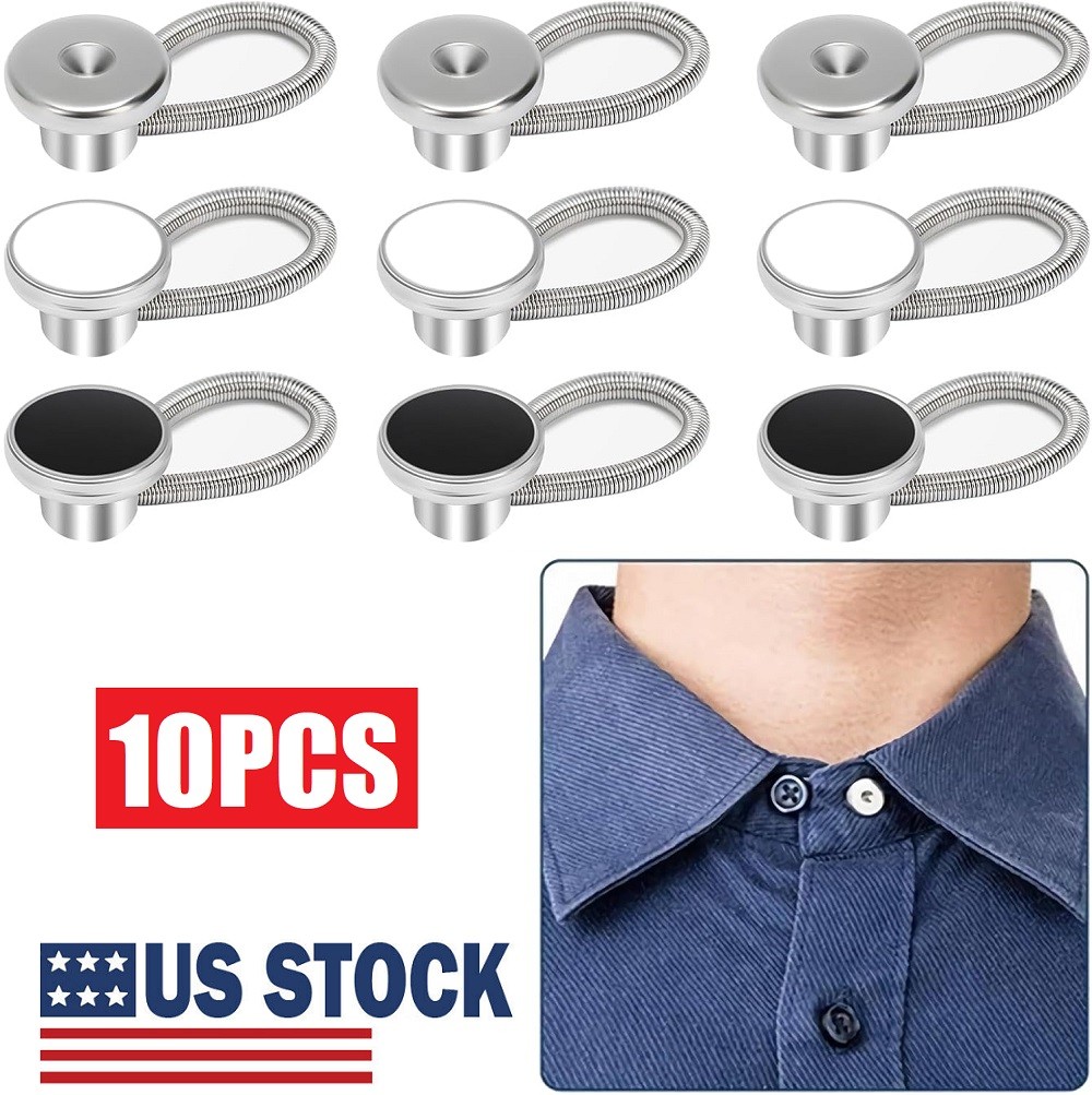 10× Metal Collar Neck Waist Extender Expander Buttons for Men Dress Shirt Pants