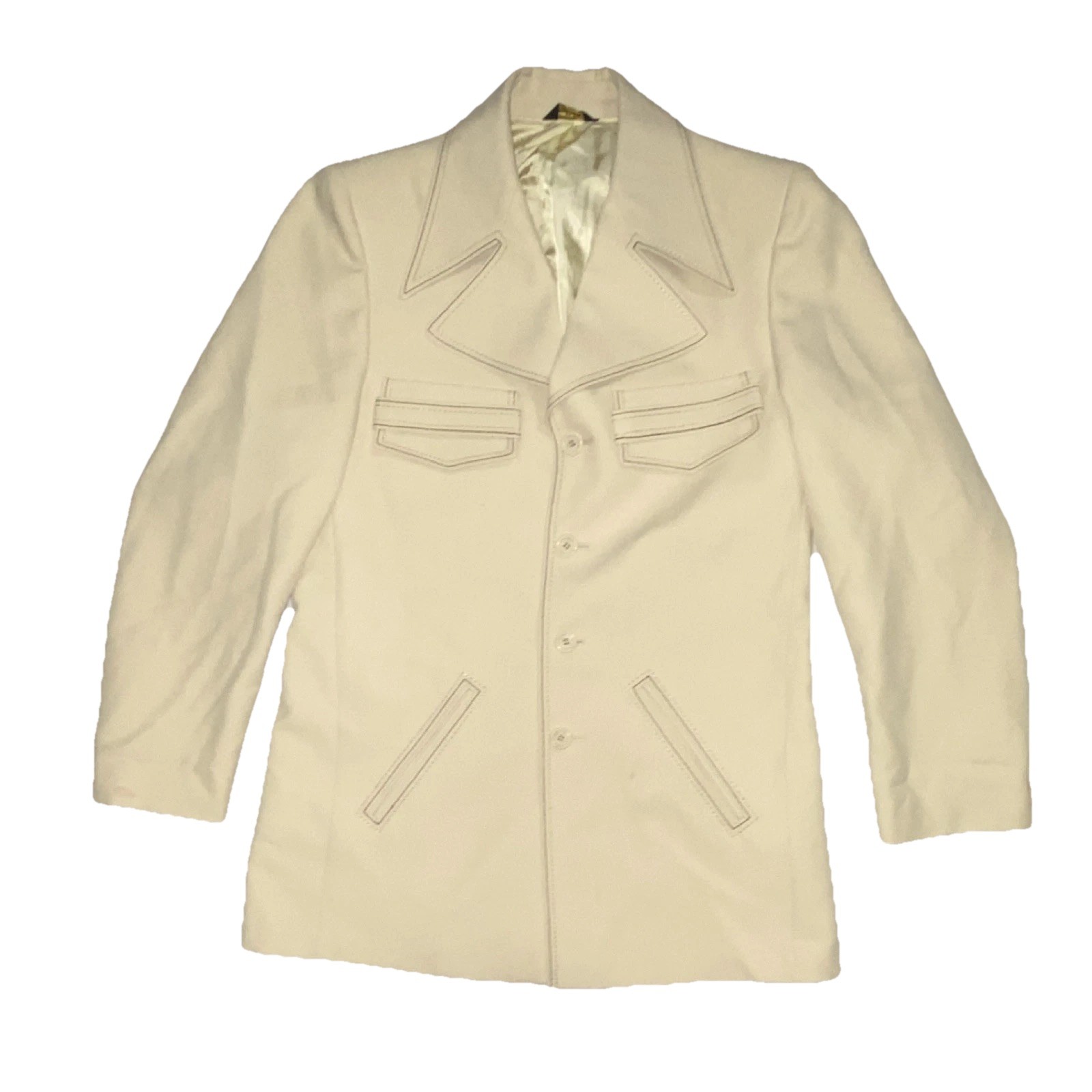 Vintage Diamond’s Men’s cream Button Front Lined Solid Blazer Jacket 44″ Chest
