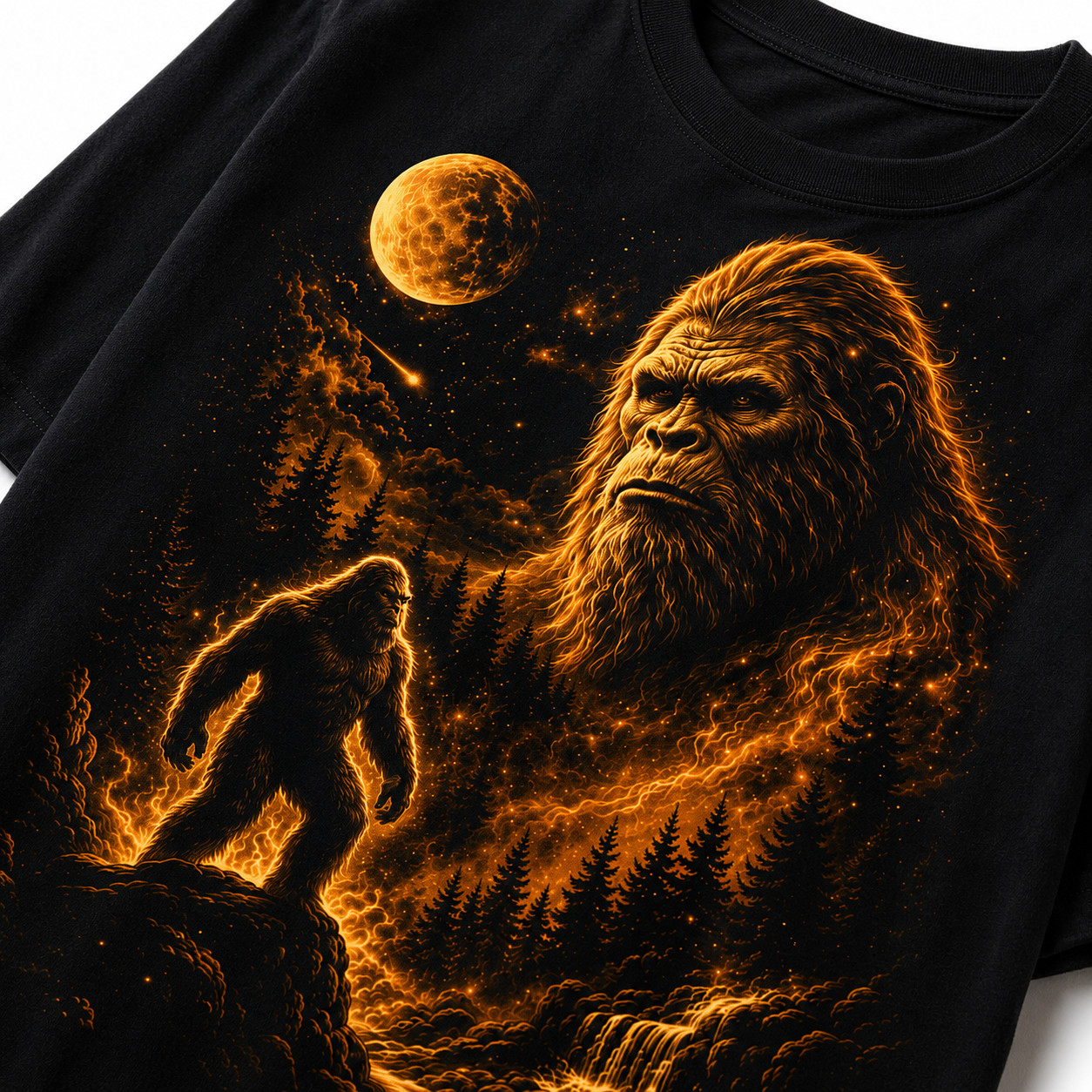 Bigfoot Sasquatch Shirt Cryptid Moon Nature Graphic Tee