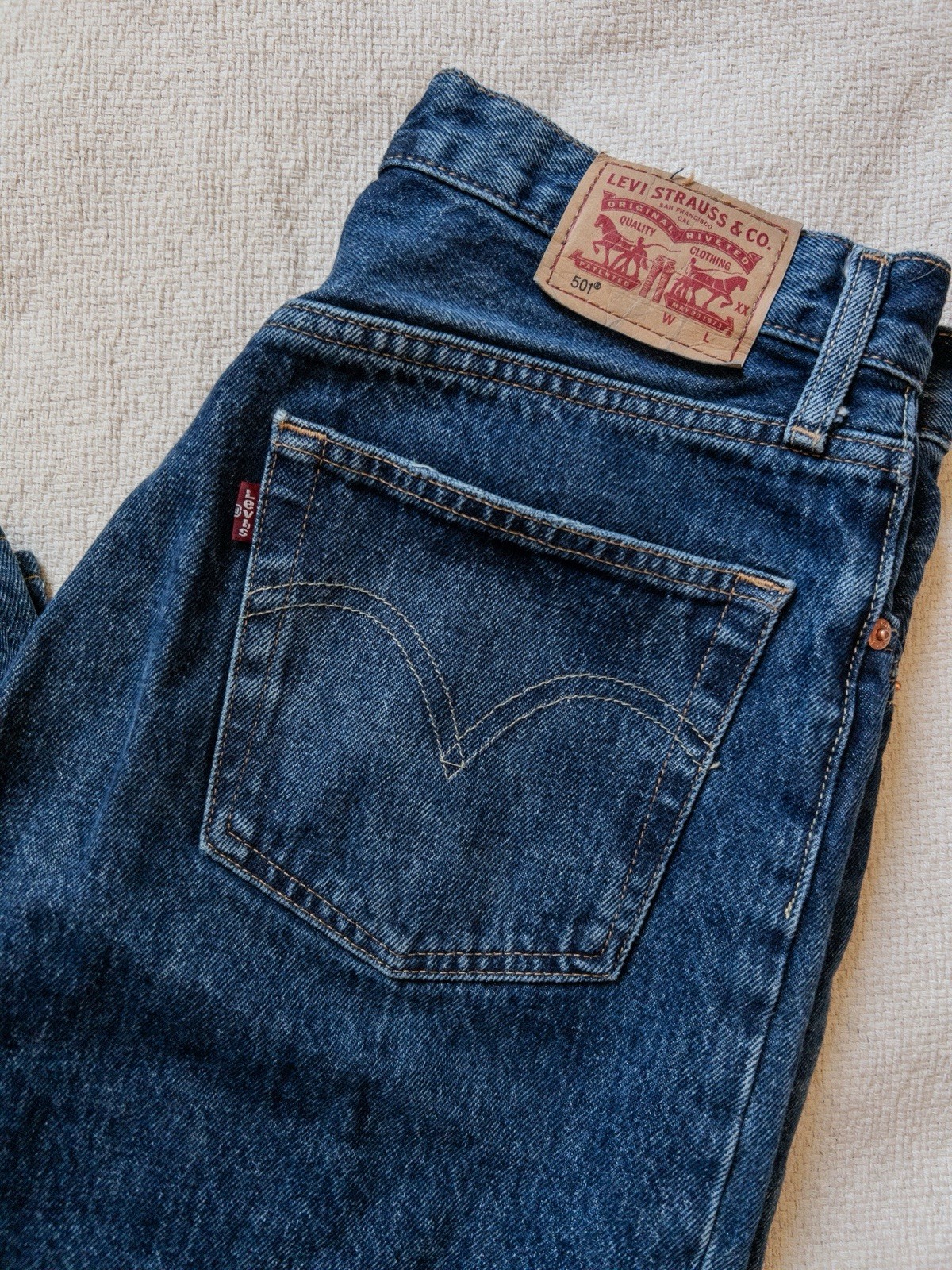 Levi’s Premium 501 Original Fit Jeans Men’s 28×26 Straight Crop Blue Button Fly