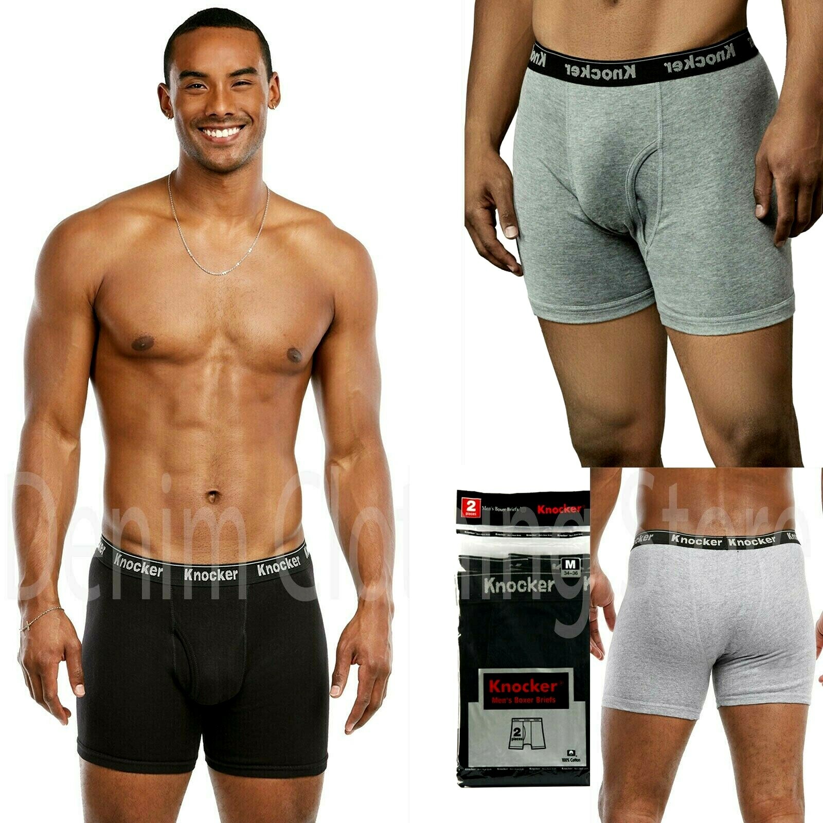 2 4 6 Mens Boxer Briefs 100% Cotton Solid Black Gray Underwear Pair Lot S~3XL