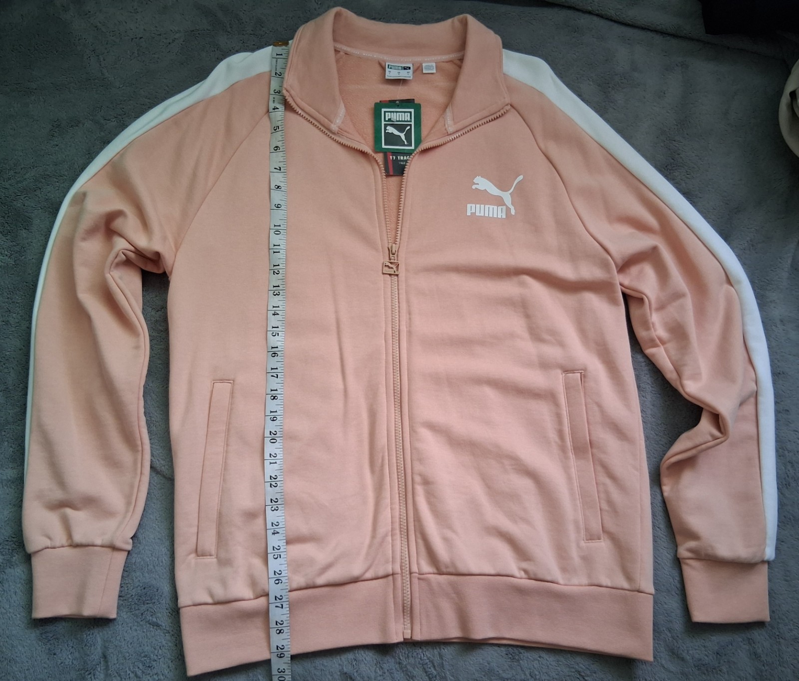 Puma Men’s Pink Sand Iconic T7 Long Sleeves Pocket Full Zip Track Jacket Size L