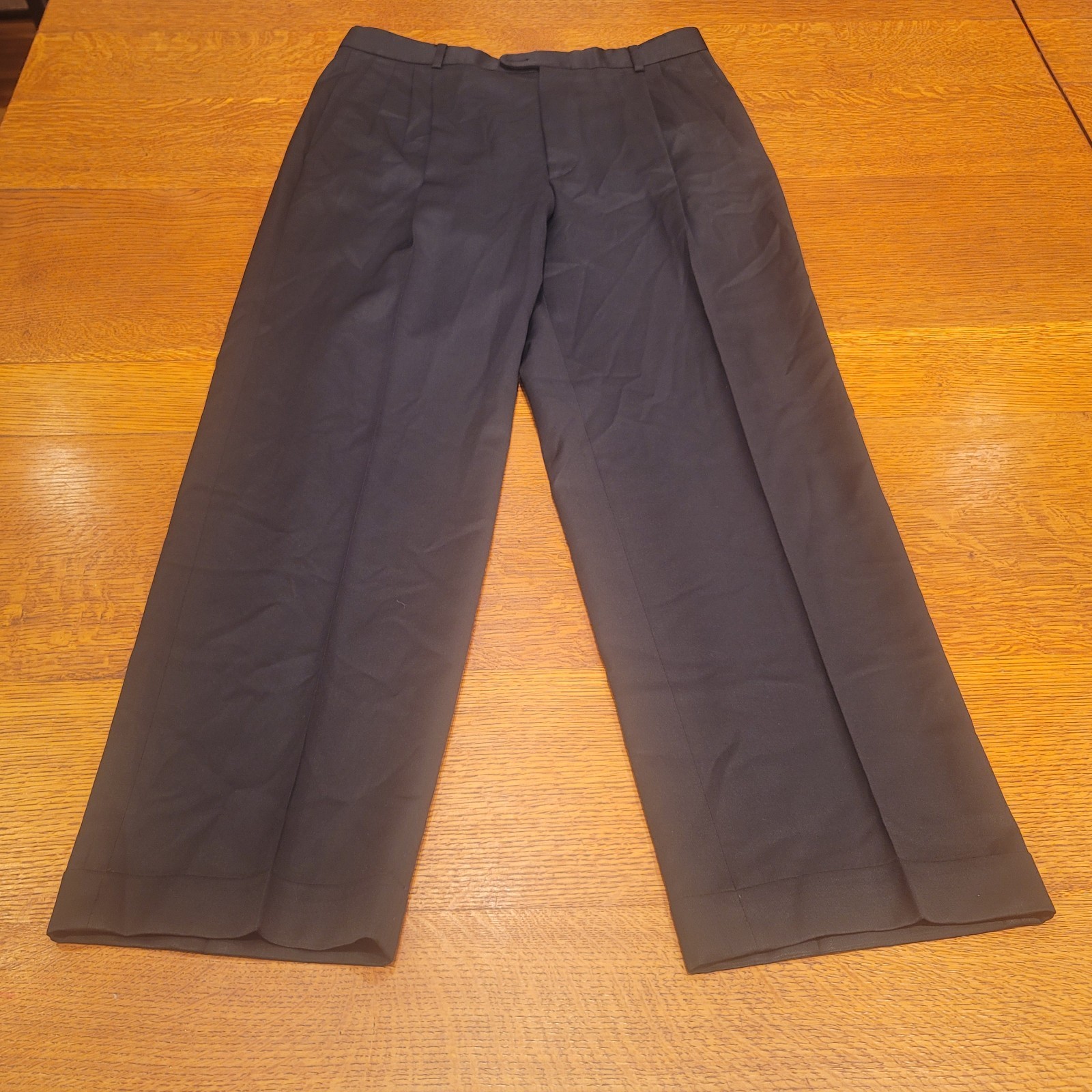Zanella Made in Italy Alter Pleated Men’s Dress Pants 100% Virgin Wool Black