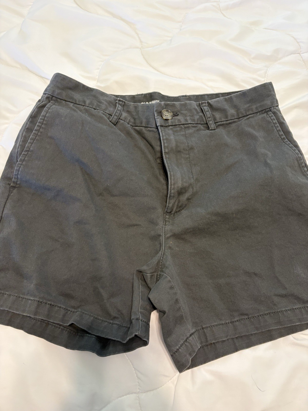 Old Navy Men’s Slim Built-In Flex Stretch Gray Cotton Chino Shorts Solid