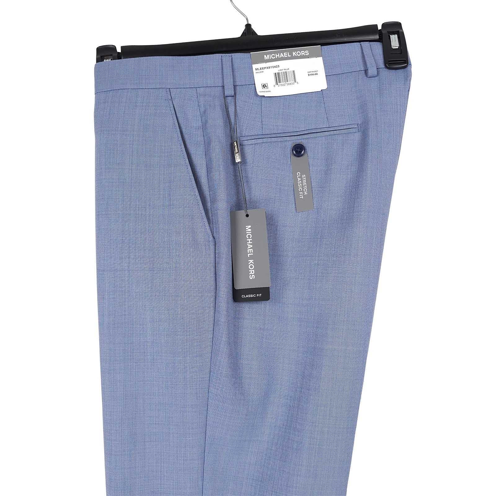 Michael Kors Mens Classic Fit Suit Pants 38×30 Light Blue Solid Stretch Wool NWT